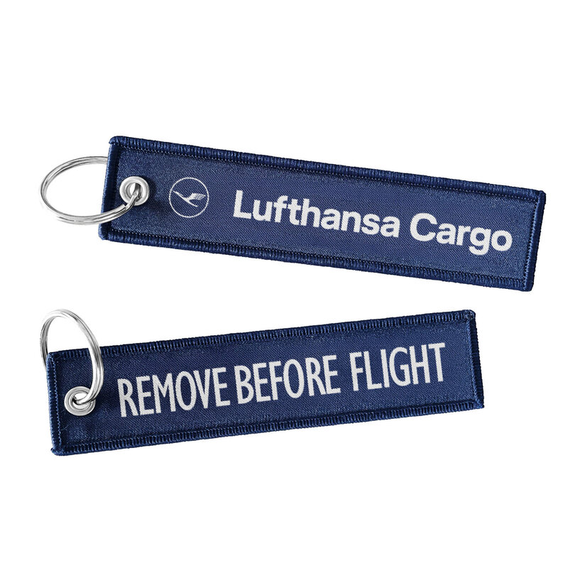 Keyring rPET "Remove beforde fligt" blau